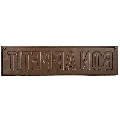 "Bon Appetit" Embossed Metal Wall Décor Plaque, Distressed Finish