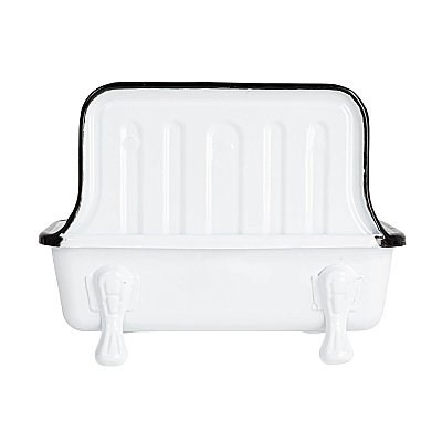 Enamel Metal Sink Soap Dish with Faucet - Black & White