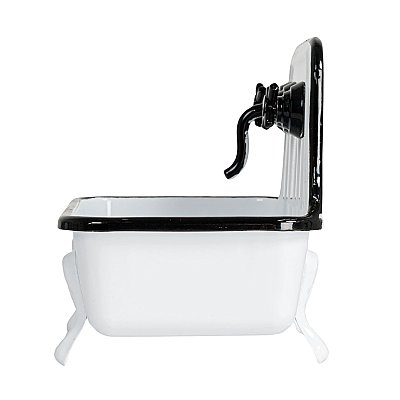 Enamel Metal Sink Soap Dish with Faucet - Black & White