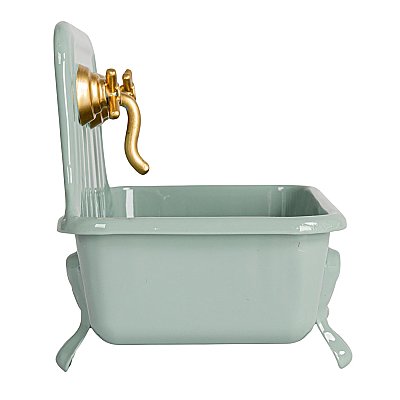 Enamel Metal Sink Soap Dish with Faucet - Grey & Gold