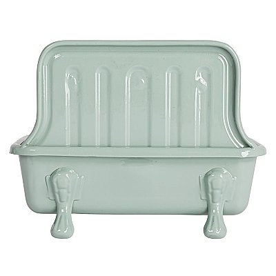 Enamel Metal Sink Soap Dish with Faucet - Grey & Gold