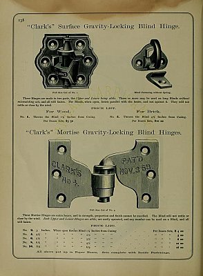Antique Clark's Surface Cast Iron Shutter or Blind Hinge - Gravity Locking