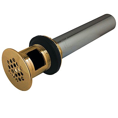 Kingston Brass KB5002 Grid Bathroom Sink Drain with Overflow, 17 Gauge, Polished Brass