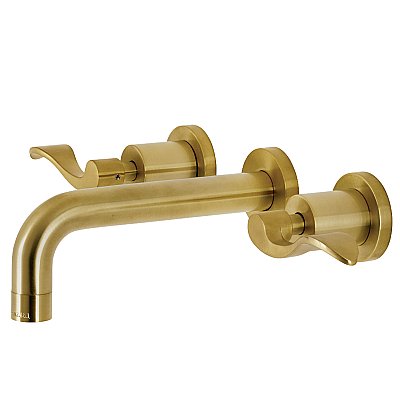 Kingston Brass KS8127DFL NuWave 2-Handle Wall Mount Bathroom Faucet, Brushed Brass