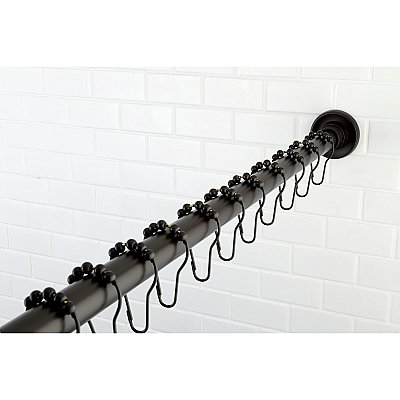 Kingston Brass KSR605 Edenscape 60"-72" Stainless Steel Adjustable Tension Shower Curtain Rod with Rings - Oil Rubbed Bronze