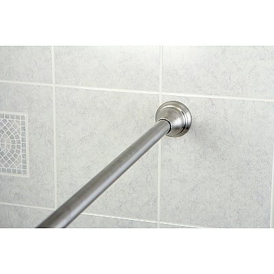 Kingston Brass SR118 Edenscape 60"-72" Stainless Steel Adjustable Tension Shower Curtain Rod with Decorative Flange - Brushed Nickel