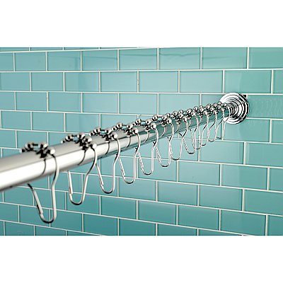 Kingston Brass SRK601 Edenscape 60"-72" Stainless Steel Adjustable Tension Shower Curtain Rod with Rings - Polished Chrome