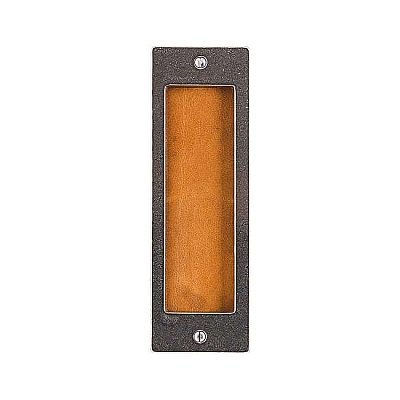 Solid Bronze Pocket Door Flush Pull with Leather Insert