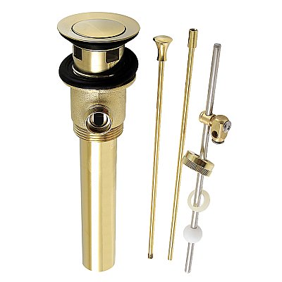 Kingston Brass KBT2120 Brass Pop-Up Bathroom Sink Drain with Overflow and Extra Long Pop-Up rod, 22 Gauge, Polished Brass