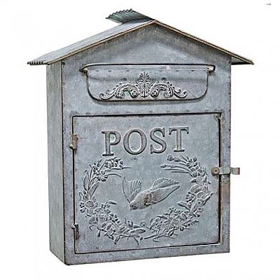Birdhouse Post / Mail Box - Galvanized Grey