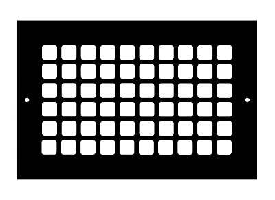 Square Steel Grid Design Heat Grate or Register, 6 Finishes Available, 6" x 10" Duct Size