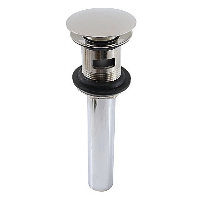Kingston Brass EV6006 Push Pop-Up Bathroom Sink Drain with Overflow Hole, 22 Gauge, Polished Nickel