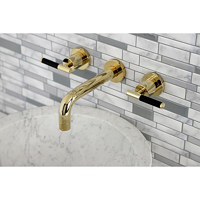 Kingston Brass KS8122CKL Kaiser Two-Handle Wall Mount Bathroom Faucet, Polished Brass