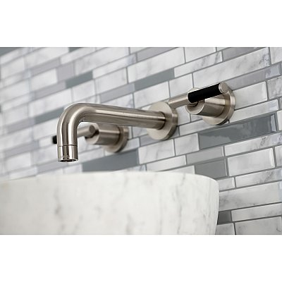Kingston Brass KS8128CKL Kaiser Two-Handle Wall Mount Bathroom Faucet, Brushed Nickel