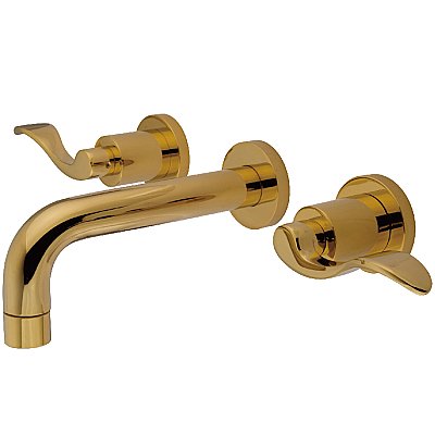 Kingston Brass KS8122DFL NuWave 2-Handle Wall Mount Bathroom Faucet, Polished Brass