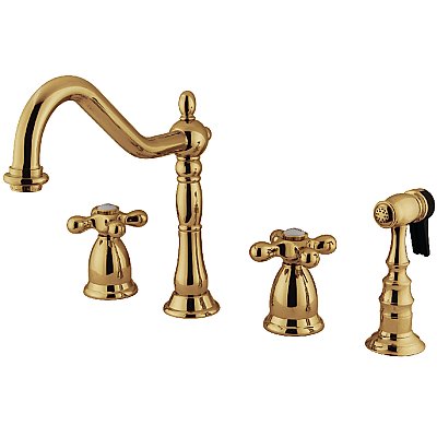 Kingston Brass KS1792AXBS Widespread Kitchen Faucet - Polished Brass