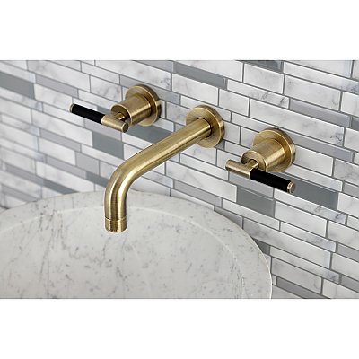 Kingston Brass KS8123CKL Kaiser Two-Handle Wall Mount Bathroom Faucet, Antique Brass