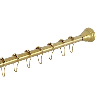 Kingston Brass KSR117 Edenscape 60"-72" Stainless Steel Adjustable Tension Shower Curtain Rod with Rings - Brushed Brass