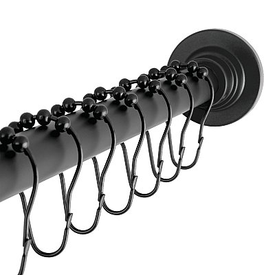 Kingston Brass SCC3110 Edenscape 60"-72" Stainless Steel Adjustable Tension Shower Curtain Rod with Rings - Matte Black