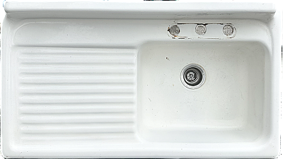 Antique American Radiator Cast Iron Set-in Enameled Farmhouse Kitchen Sink - Circa 1946