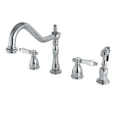 Kingston Brass KB1791BPLBS Bel-Air Widespread Kitchen Faucet with Brass Sprayer - Polished Chrome