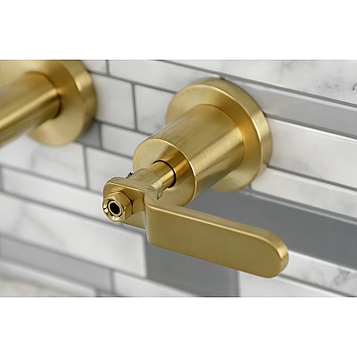 Kingston Brass KS8127KL Whitaker Two-Handle Wall Mount Bathroom Faucet, Brushed Brass