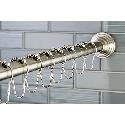 Kingston Brass SCC2718 Edenscape 60"-72" Stainless Steel Adjustable Tension Shower Curtain Rod with Rings - Brushed Nickel