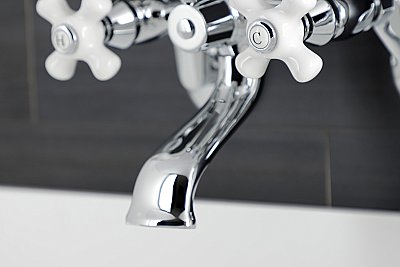 Kingston Brass KS266PXC Kingston Wall Mount Clawfoot Tub Faucet with Hand Shower, Polished Chrome