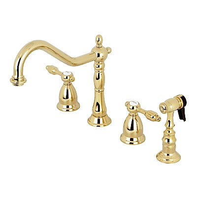 Kingston Brass KS1792TALBS Widespread Kitchen Faucet - Polished Brass