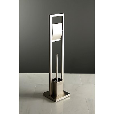 Kingston Brass SCC8348 Pedestal Toilet Paper Holder with Toilet Brush Holder - Brushed Nickel