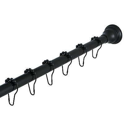 Kingston Brass KSR110 Edenscape 60"-72" Stainless Steel Adjustable Tension Shower Curtain Rod with Rings - Matte Black
