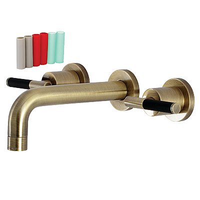 Kingston Brass KS8123CKL Kaiser Two-Handle Wall Mount Bathroom Faucet, Antique Brass