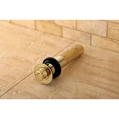Kingston Brass KB3002 Lift and Turn Sink Drain with Overflow, 17 Gauge, Polished Brass