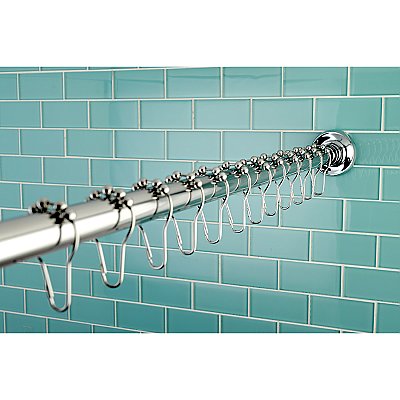 Kingston Brass KSR601 Edenscape 60"-72" Stainless Steel Adjustable Tension Shower Curtain Rod with Rings - Polished Chrome