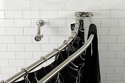 Kingston Brass CCD2178 Edenscape 60"-72" Stainless Steel Adjustable Double Curved Shower Curtain Rod - Brushed Nickel
