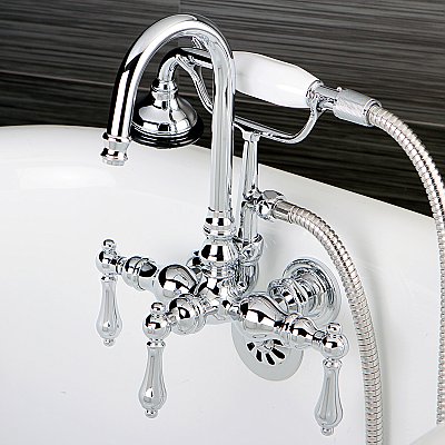 Kingston Brass AE8T1 Aqua Vintage Wall Mount Clawfoot Tub Faucet, Polished Chrome