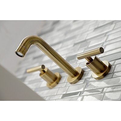 Kingston Brass KS8123CML Manhattan 2-Handle 8 in. Wall Mount Bathroom Faucet, Antique Brass