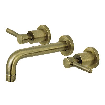 Kingston Brass KS8123DL Concord 2-Handle Wall Mount Bathroom Faucet, Antique Brass