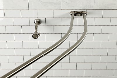 Kingston Brass CCD2178 Edenscape 60"-72" Stainless Steel Adjustable Double Curved Shower Curtain Rod - Brushed Nickel