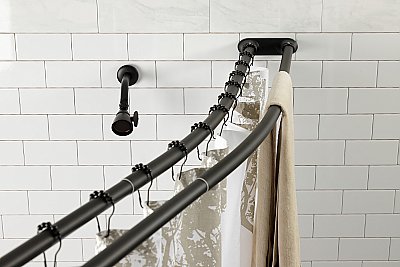 Kingston Brass CCD2175 Edenscape 60"-72" Stainless Steel Adjustable Double Curved Shower Curtain Rod - Oil Rubbed Bronze