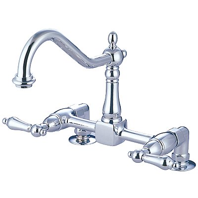 Kingston Brass KS1141AL Heritage Two-Handle Bridge Kitchen Faucet, Polished Chrome