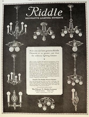 Antique 2-Light Ceiling Light Fixture by Riddle Co. - Circa 1923