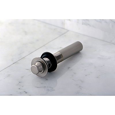 Kingston Brass KB3008 Lift and Turn Sink Drain with Overflow, 17 Gauge, Brushed Nickel