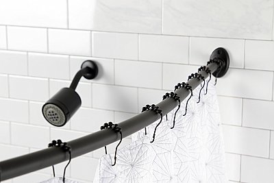 Kingston Brass CC7210 Edenscape 72" Stainless Steel Single Curved Shower Curtain Rod - Matte Black