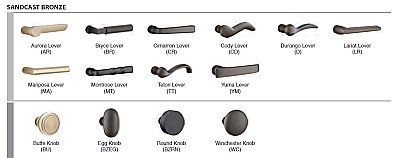 Rectangular Sectional Sandcast Bronze Tubular Entry Door Hardware Set