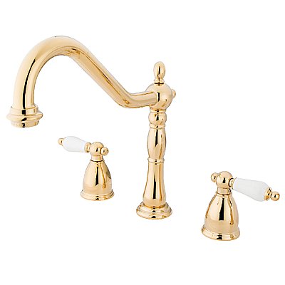 Kingston Brass KB1792PLLS Widespread Kitchen Faucet - Polished Brass