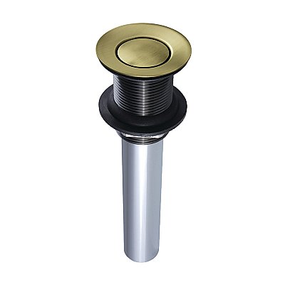 Kingston Brass EV8003 Push Pop-Up Bathroom Sink Drain without Overflow, 22 Gauge, Antique Brass