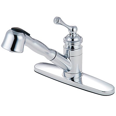 Kingston Brass KB3891BL Vintage 8" Single Handle Pull Out Kitchen Washerless Cartridge, Polished Chrome