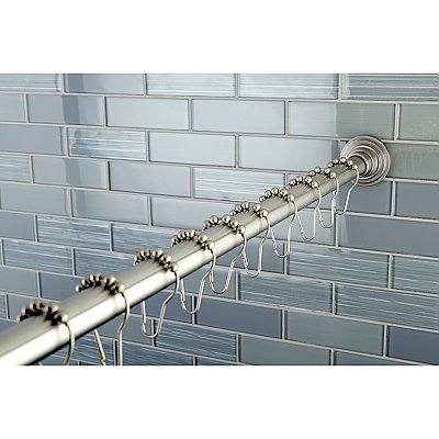 Kingston Brass SRK608 Edenscape 60"-72" Stainless Steel Adjustable Tension Shower Curtain Rod with Rings - Brushed Nickel