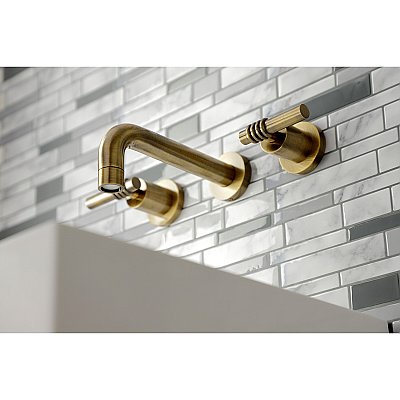 Kingston Brass KS8123ML Milano 2-Handle 8 in. Wall Mount Bathroom Faucet, Antique Brass